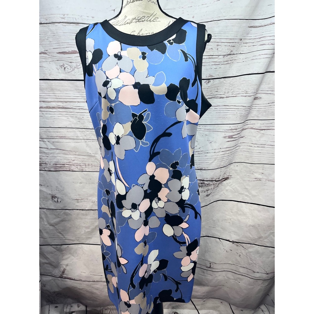 Tommy Hilfiger‎ Womens Floral Sleeveless Sheath Dress Blue Black Pink Size 14